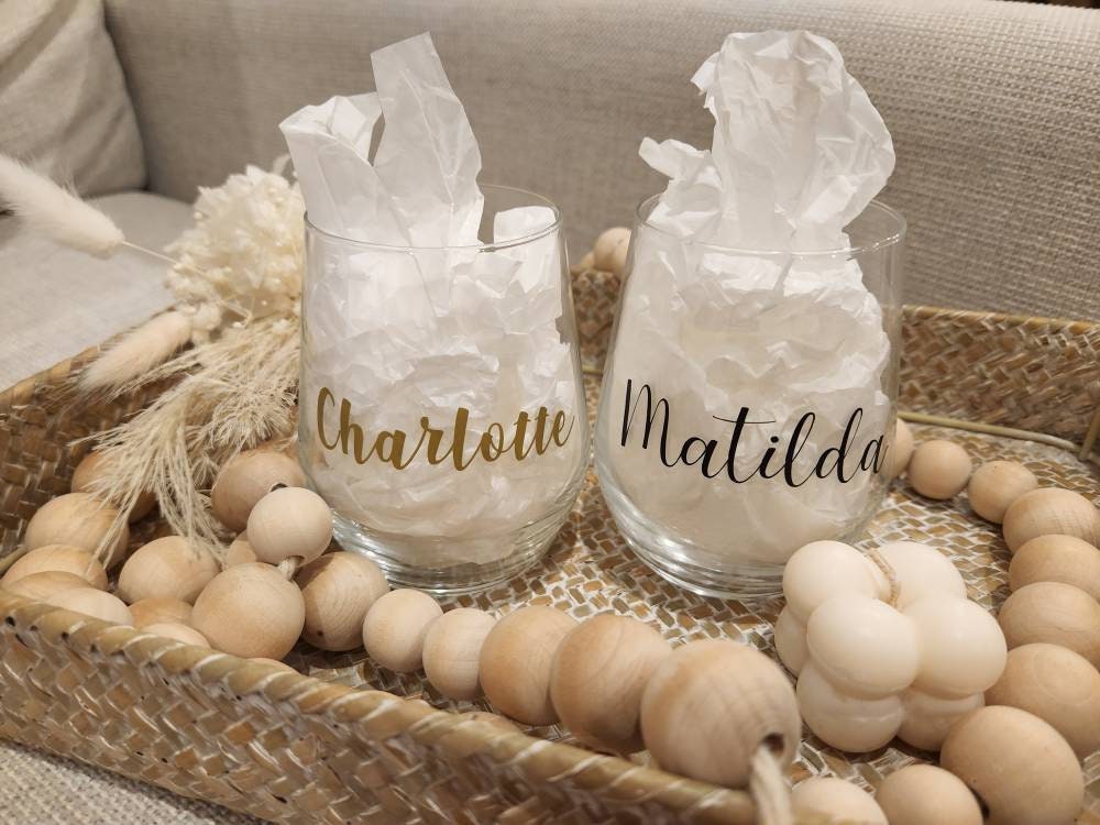 Personalised Stemless Wine Glasses